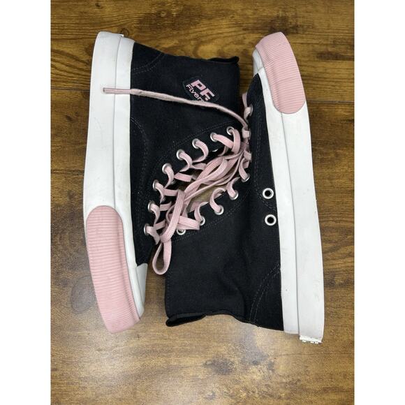 P.F. Flyers Shoes - PF Flyers All American Hi Top Black Pink Sneaker Men 5 Women 6.5